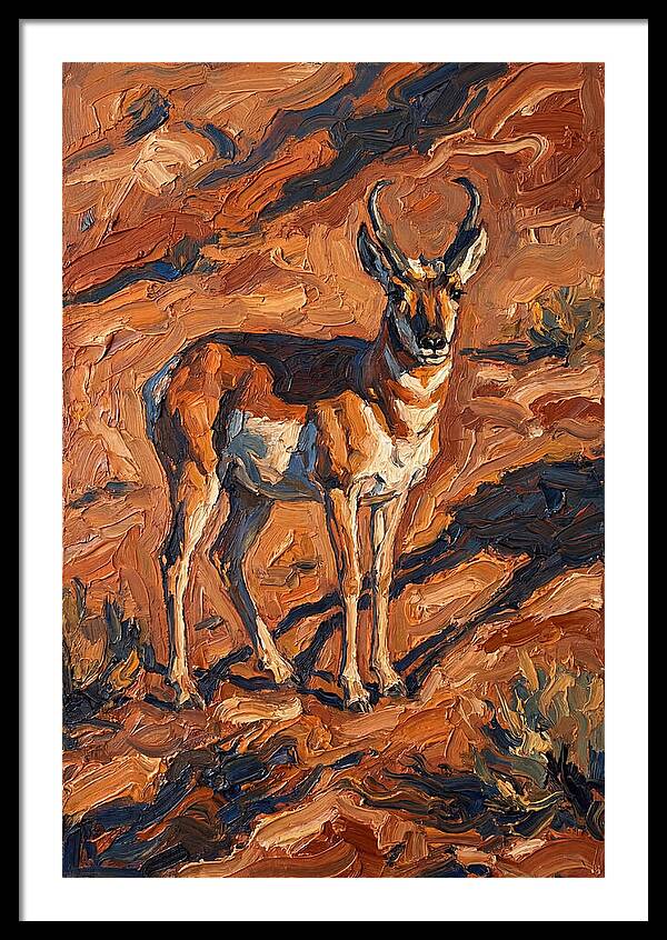 Pronghorn Antelope In Desert Landscape