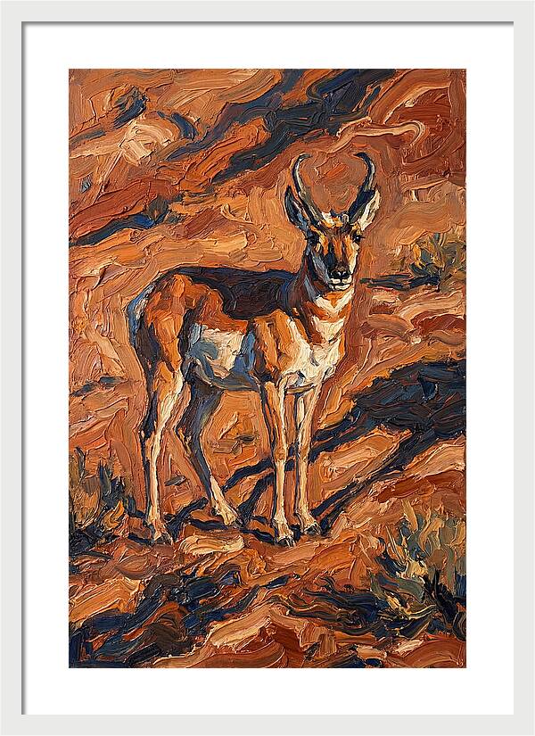 Pronghorn Antelope In Desert Landscape