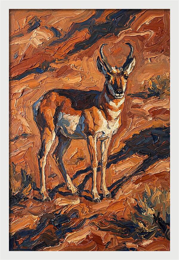 Pronghorn Antelope In Desert Landscape