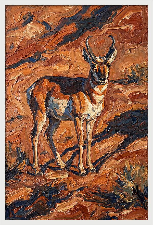 Pronghorn Antelope In Desert Landscape