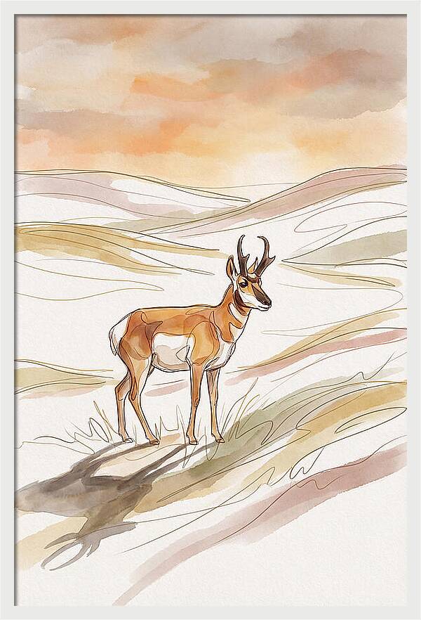 Pronghorn Antelope On Open Prairie
