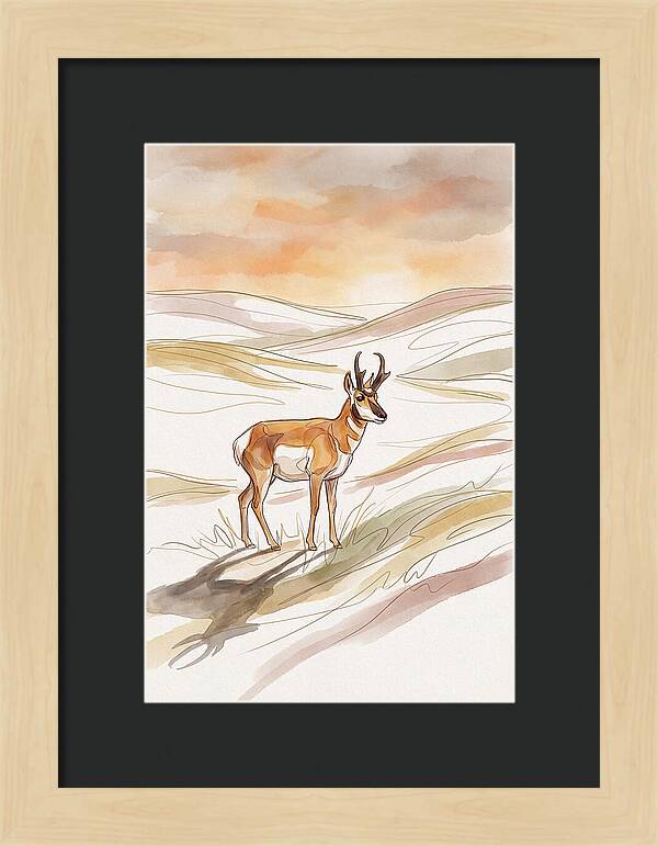 Pronghorn Antelope On Open Prairie