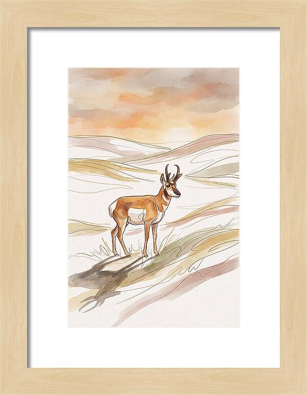 Pronghorn Antelope On Open Prairie