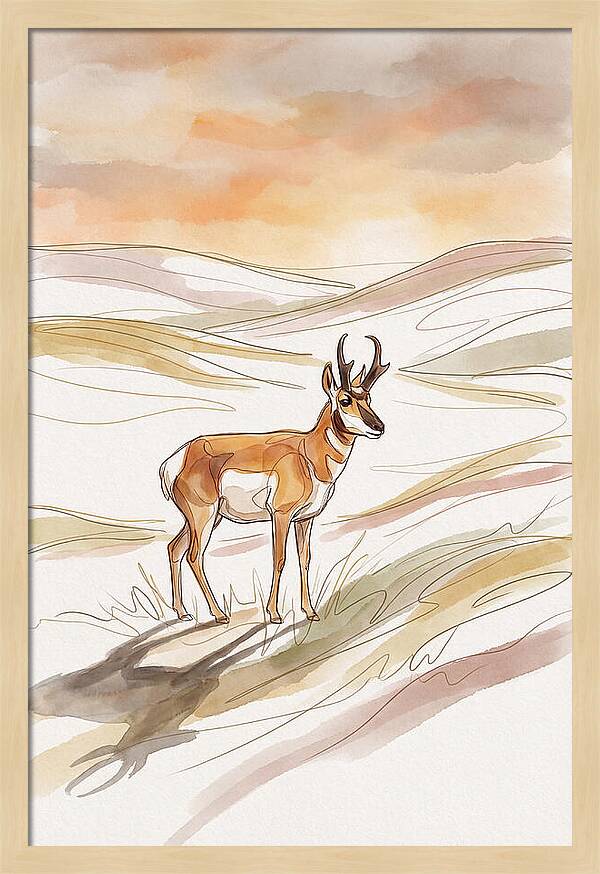 Pronghorn Antelope On Open Prairie