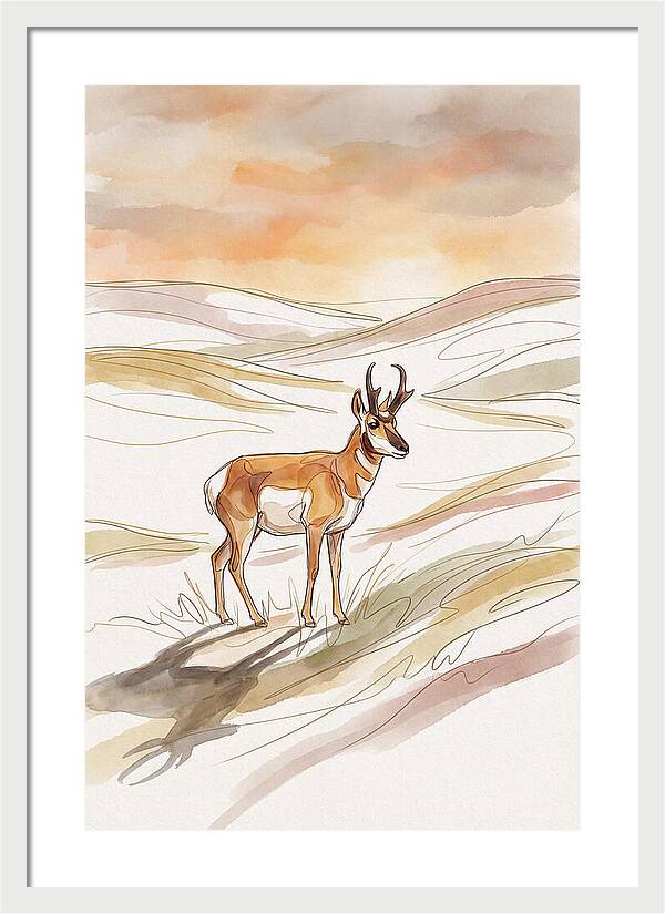 Pronghorn Antelope On Open Prairie