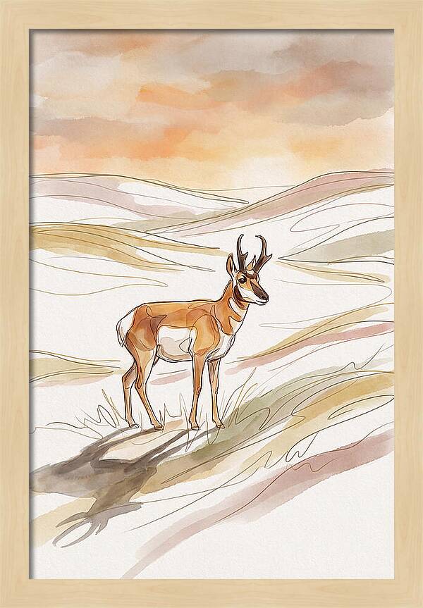Pronghorn Antelope On Open Prairie