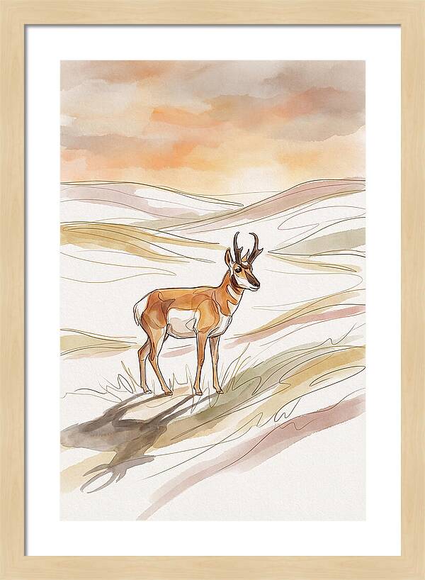 Pronghorn Antelope On Open Prairie