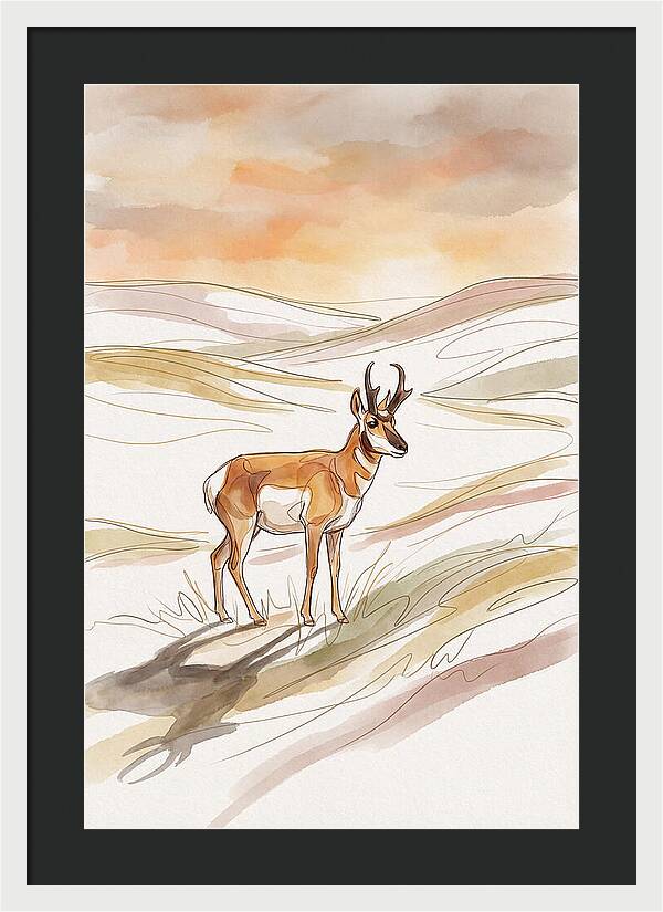 Pronghorn Antelope On Open Prairie