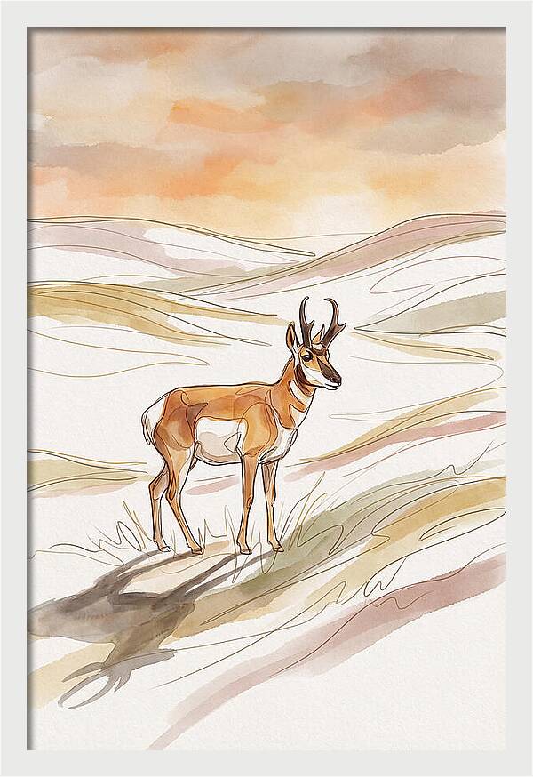 Pronghorn Antelope On Open Prairie