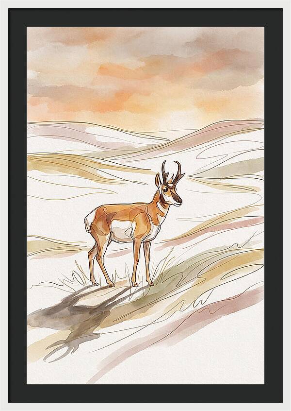 Pronghorn Antelope On Open Prairie