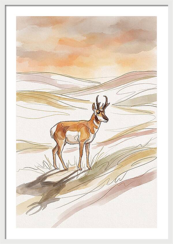 Pronghorn Antelope On Open Prairie