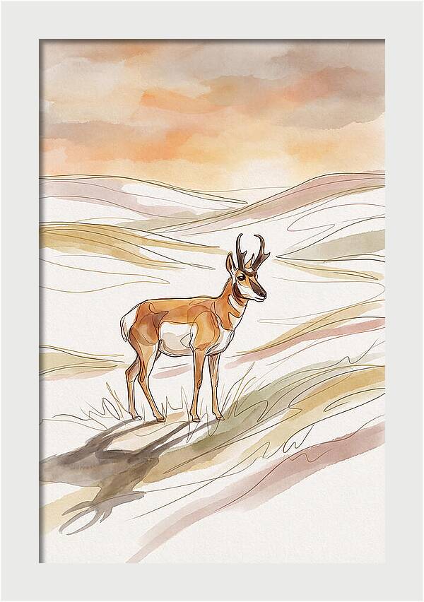 Pronghorn Antelope On Open Prairie