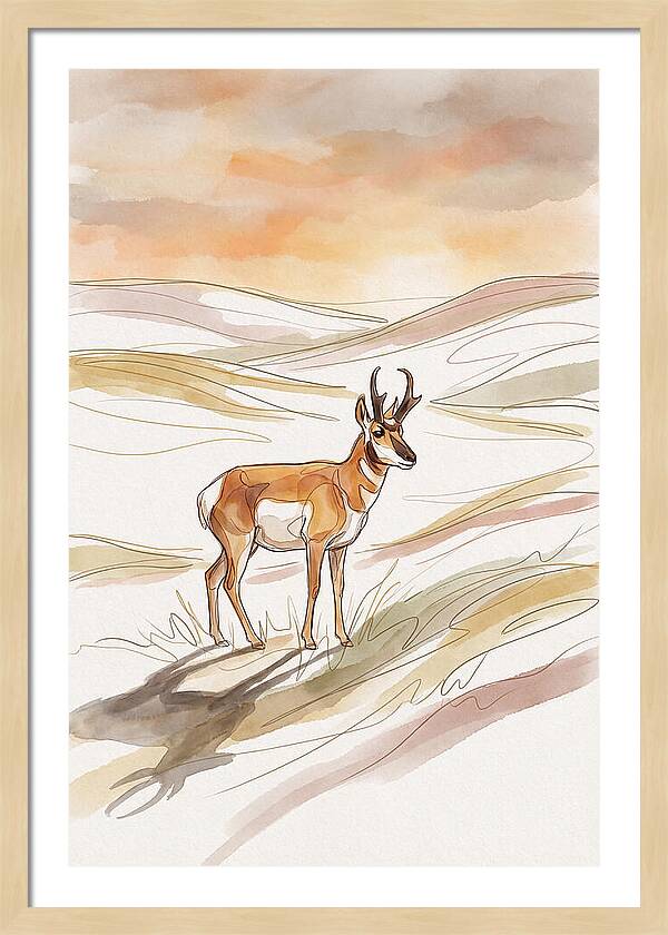 Pronghorn Antelope On Open Prairie