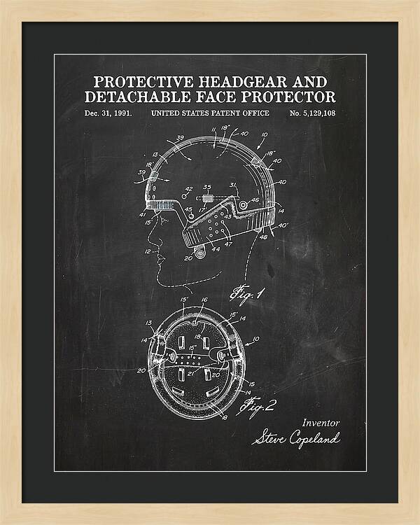 Protective Headgear And Detachable Face Protector Chalkboard Patent Us5129108a