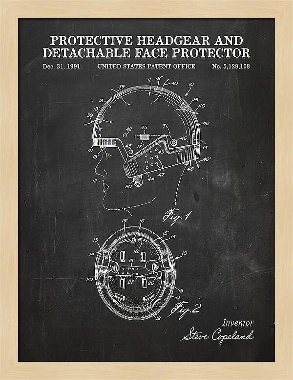 Protective Headgear And Detachable Face Protector Chalkboard Patent Us5129108a
