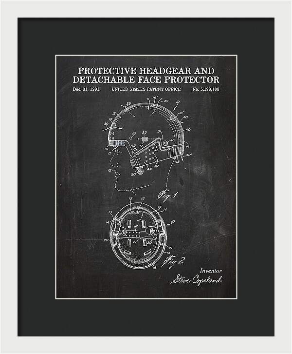 Protective Headgear And Detachable Face Protector Chalkboard Patent Us5129108a