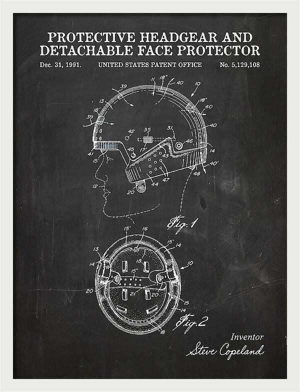 Protective Headgear And Detachable Face Protector Chalkboard Patent Us5129108a