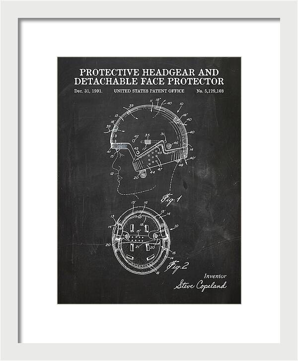 Protective Headgear And Detachable Face Protector Chalkboard Patent Us5129108a