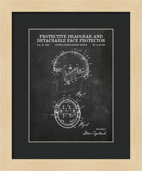 Protective Headgear And Detachable Face Protector Chalkboard Patent Us5129108a