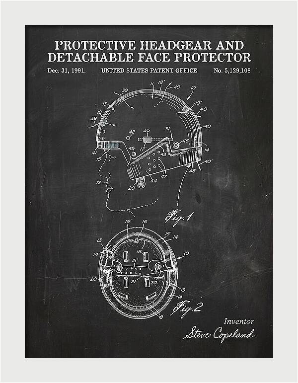 Protective Headgear And Detachable Face Protector Chalkboard Patent Us5129108a