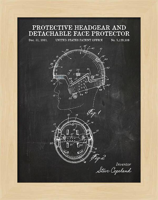 Protective Headgear And Detachable Face Protector Chalkboard Patent Us5129108a