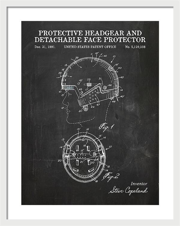 Protective Headgear And Detachable Face Protector Chalkboard Patent Us5129108a