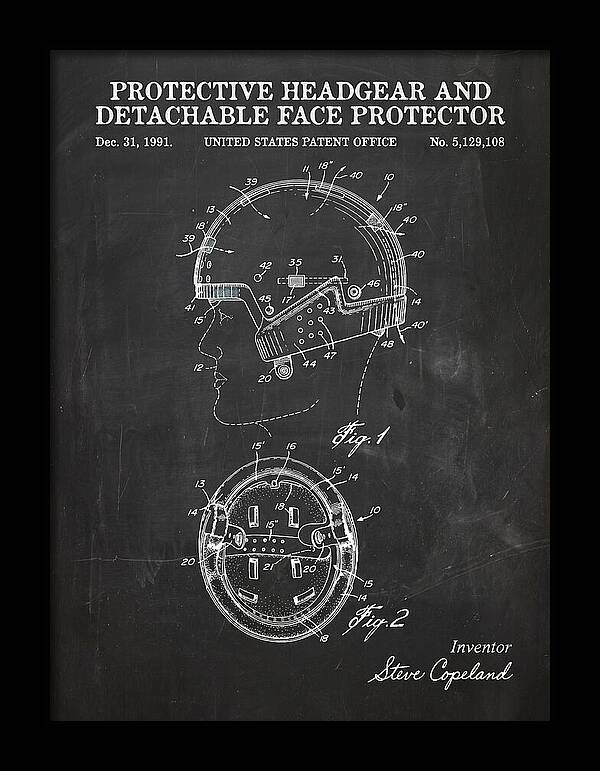 Protective Headgear And Detachable Face Protector Chalkboard Patent Us5129108a