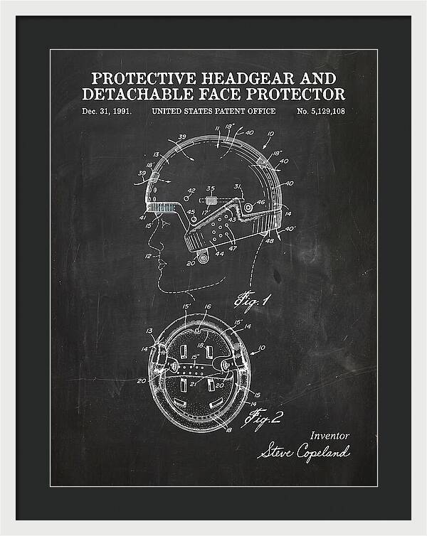 Protective Headgear And Detachable Face Protector Chalkboard Patent Us5129108a