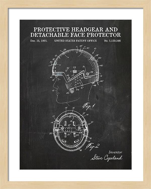 Protective Headgear And Detachable Face Protector Chalkboard Patent Us5129108a