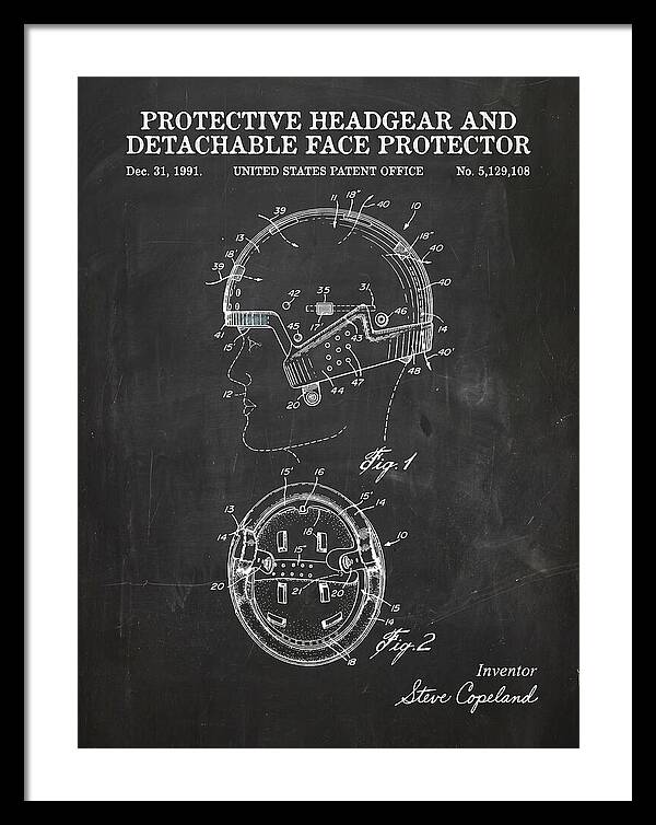 Protective Headgear And Detachable Face Protector Chalkboard Patent Us5129108a