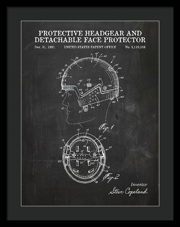 Protective Headgear And Detachable Face Protector Chalkboard Patent Us5129108a