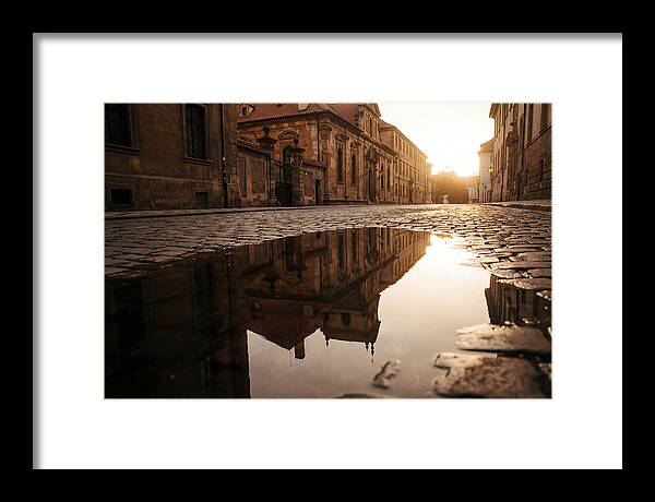 Puddle Reflection At Dusk