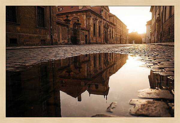 Puddle Reflection At Dusk
