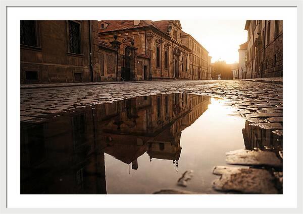 Puddle Reflection At Dusk