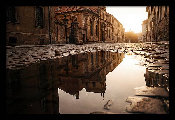 Puddle Reflection At Dusk