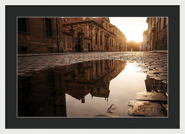 Puddle Reflection At Dusk