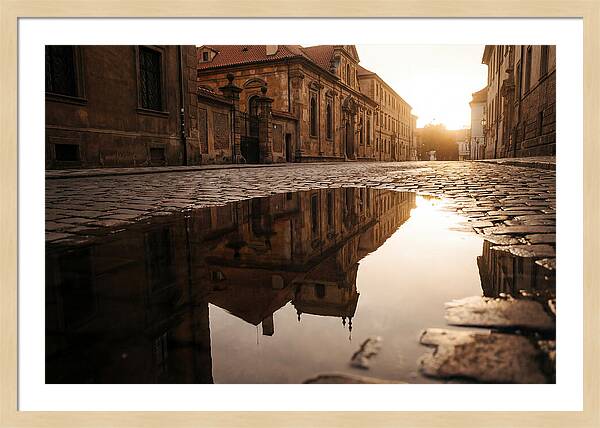 Puddle Reflection At Dusk