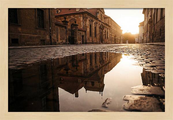 Puddle Reflection At Dusk