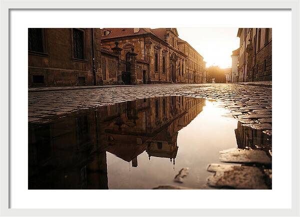 Puddle Reflection At Dusk