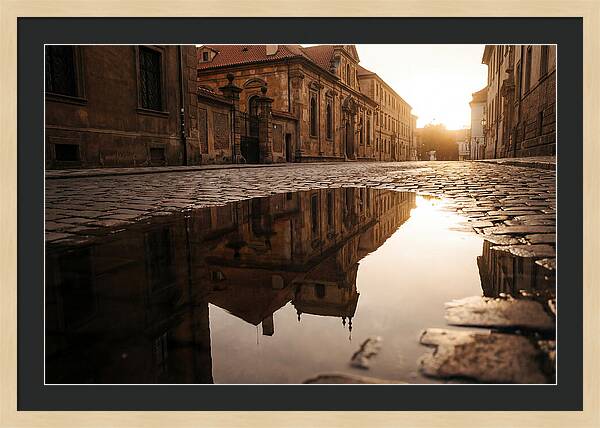 Puddle Reflection At Dusk