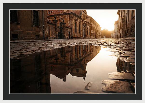 Puddle Reflection At Dusk