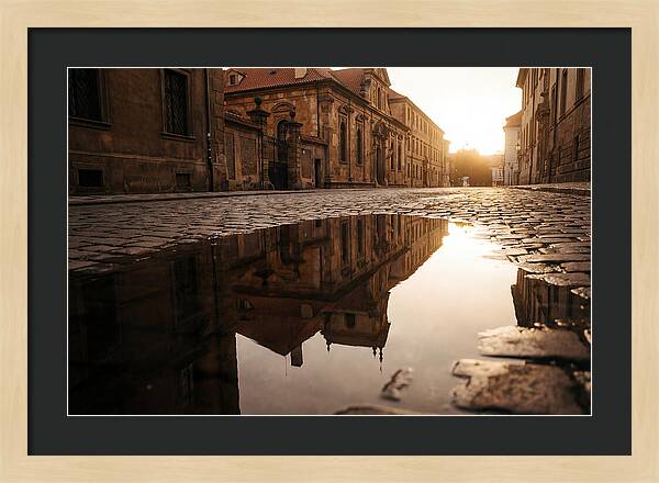 Puddle Reflection At Dusk