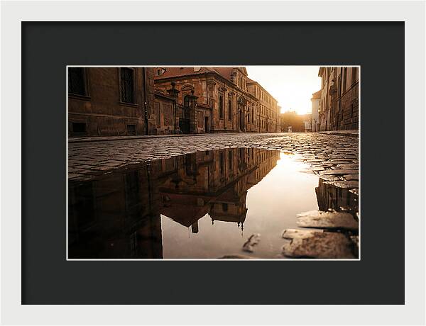 Puddle Reflection At Dusk