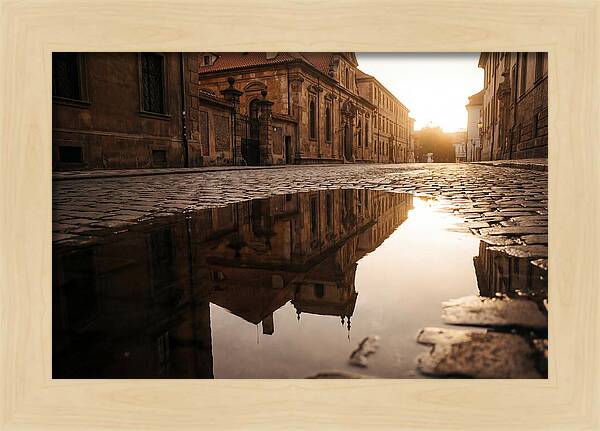 Puddle Reflection At Dusk