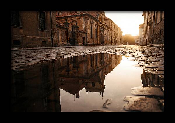 Puddle Reflection At Dusk