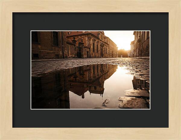 Puddle Reflection At Dusk