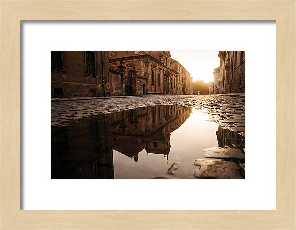 Puddle Reflection At Dusk