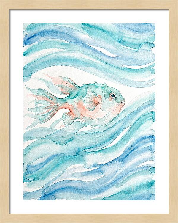 Pufferfish Swimming In Waves