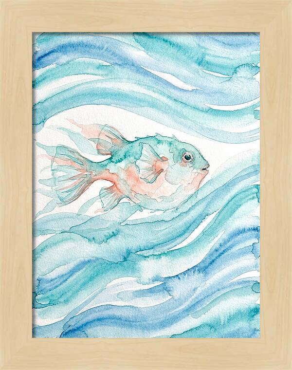 Pufferfish Swimming In Waves