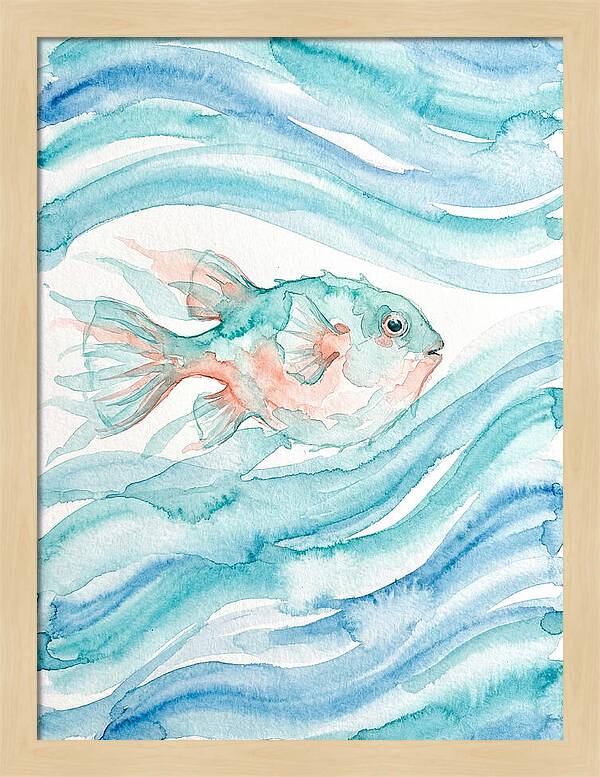 Pufferfish Swimming In Waves
